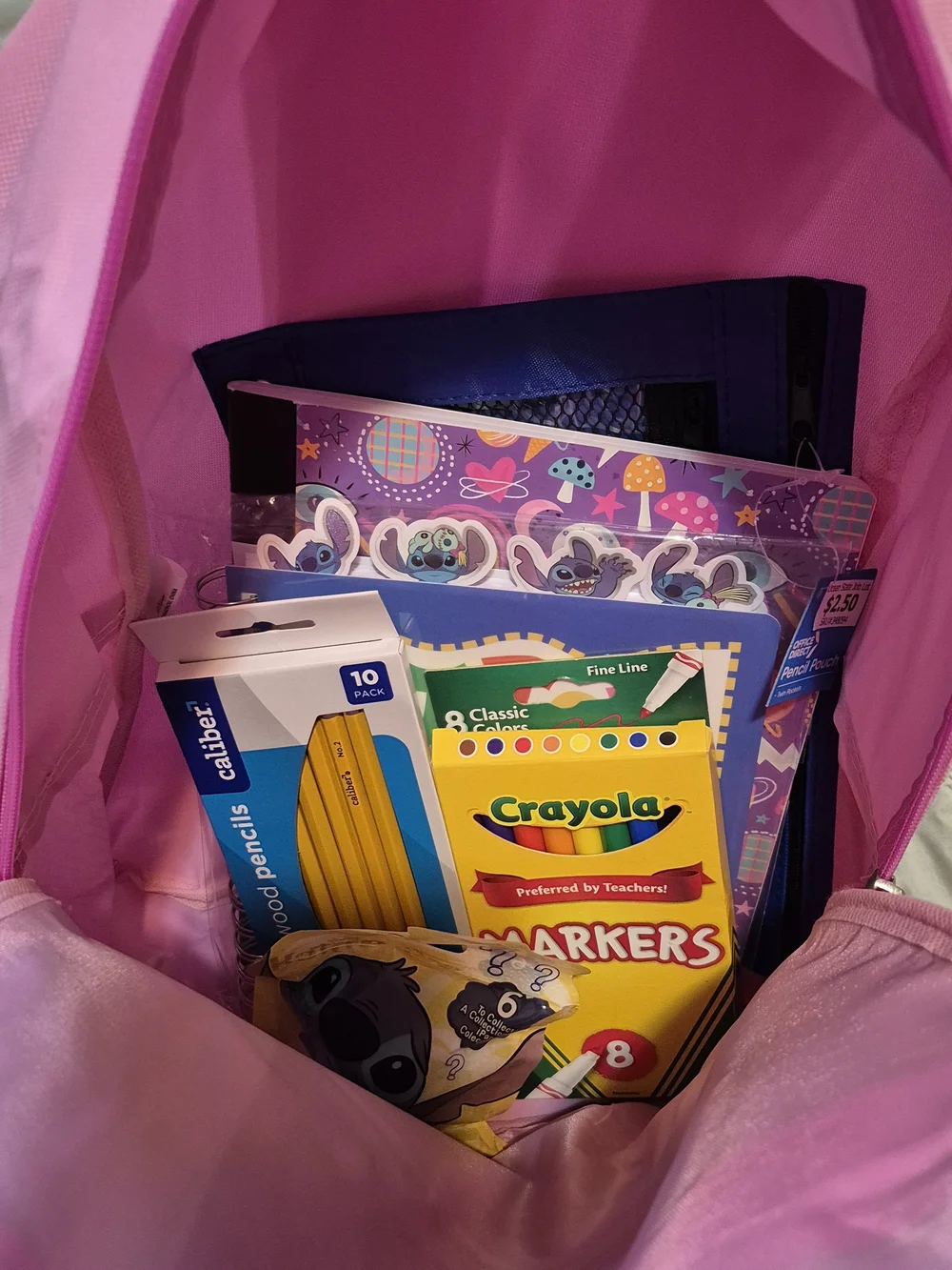 Stitch Pink & Blue Kids Backpack Bundle with Matching Stationery